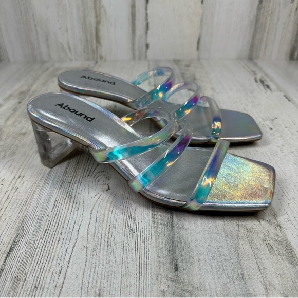 New Abound Nordstrom Ethan Clear Heel Strappy Iridescent Slide Sandal #504 - Picture 3 of 9